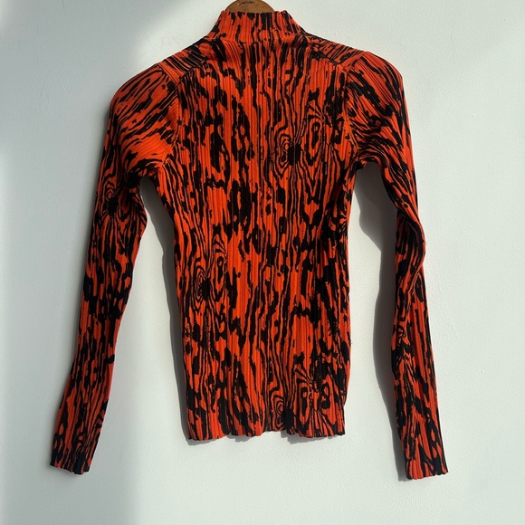 ACNE STUDIOS Wood-print Ribbed Top Red/black In Orange - Picture 5 of 10